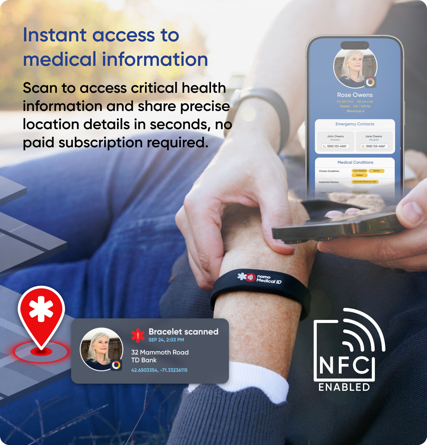Nomo Smart Care Medical ID Bracelet